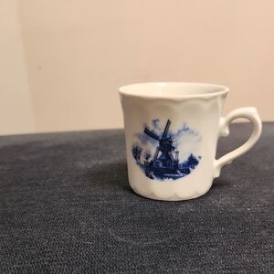Delft Blue Blauw Handmade Holland Windmill Porcelain Coffe Mug 3"